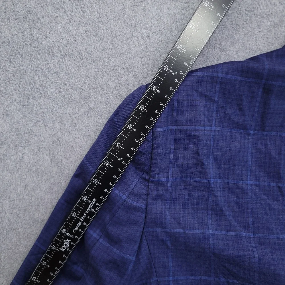 Jos A Bank Blazer Mens 40L Blue Windowpane Lanificio 120s Wool Cerruti Jacket